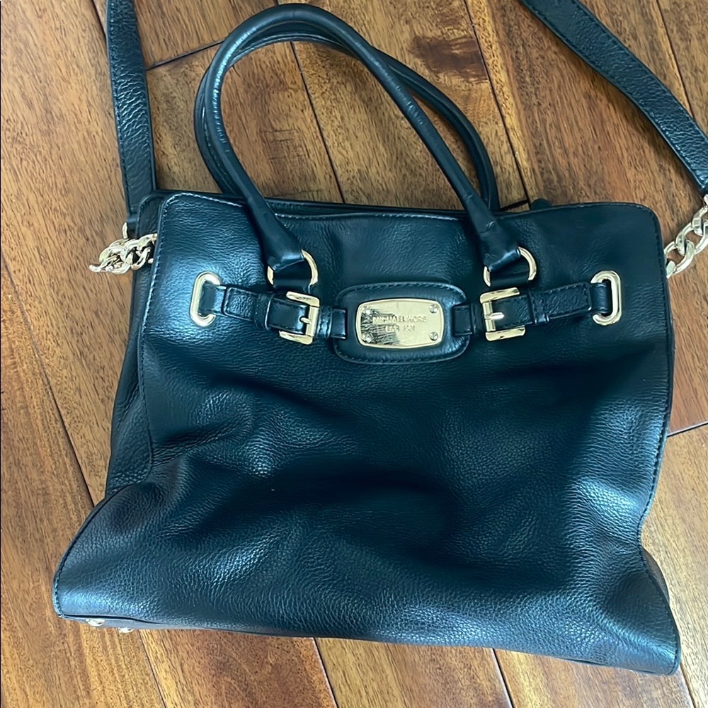 Michael Kors Black Shoulder Bag with Silver Hardware